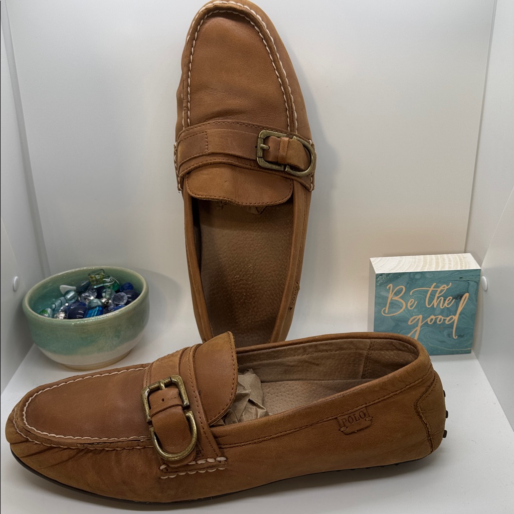 Polo By Ralph Lauren Darnell Ll, Brown Italian Monk Strap Tan Leather Loafers